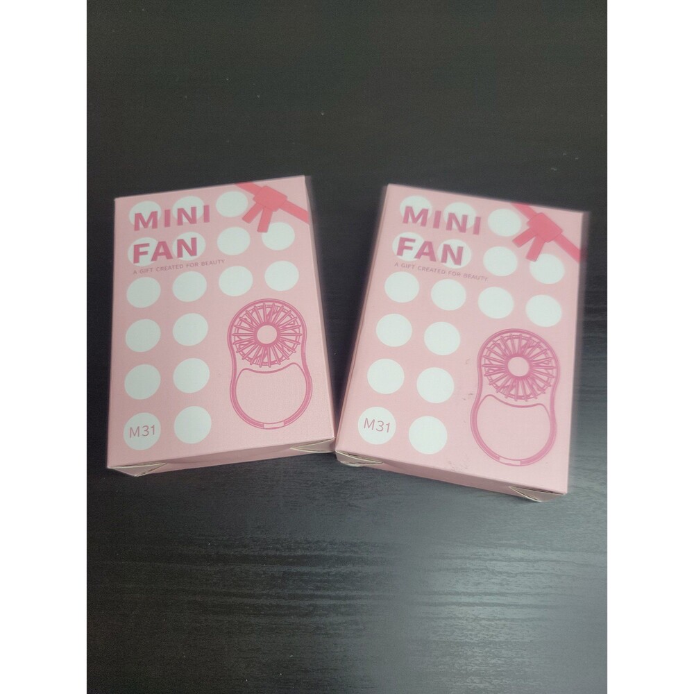 Pair of handheld fans with lighted mirror